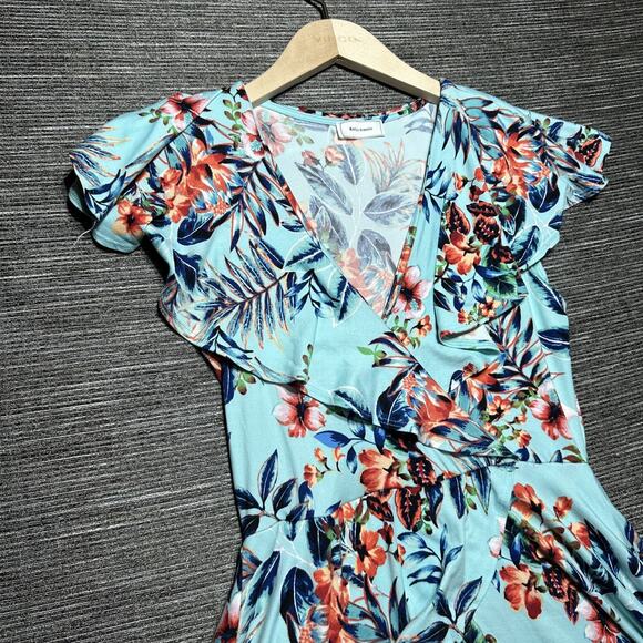 Kayla's Armoire Dress Women's L Blue Floral Summer KD1169 - Picture 3 of 11